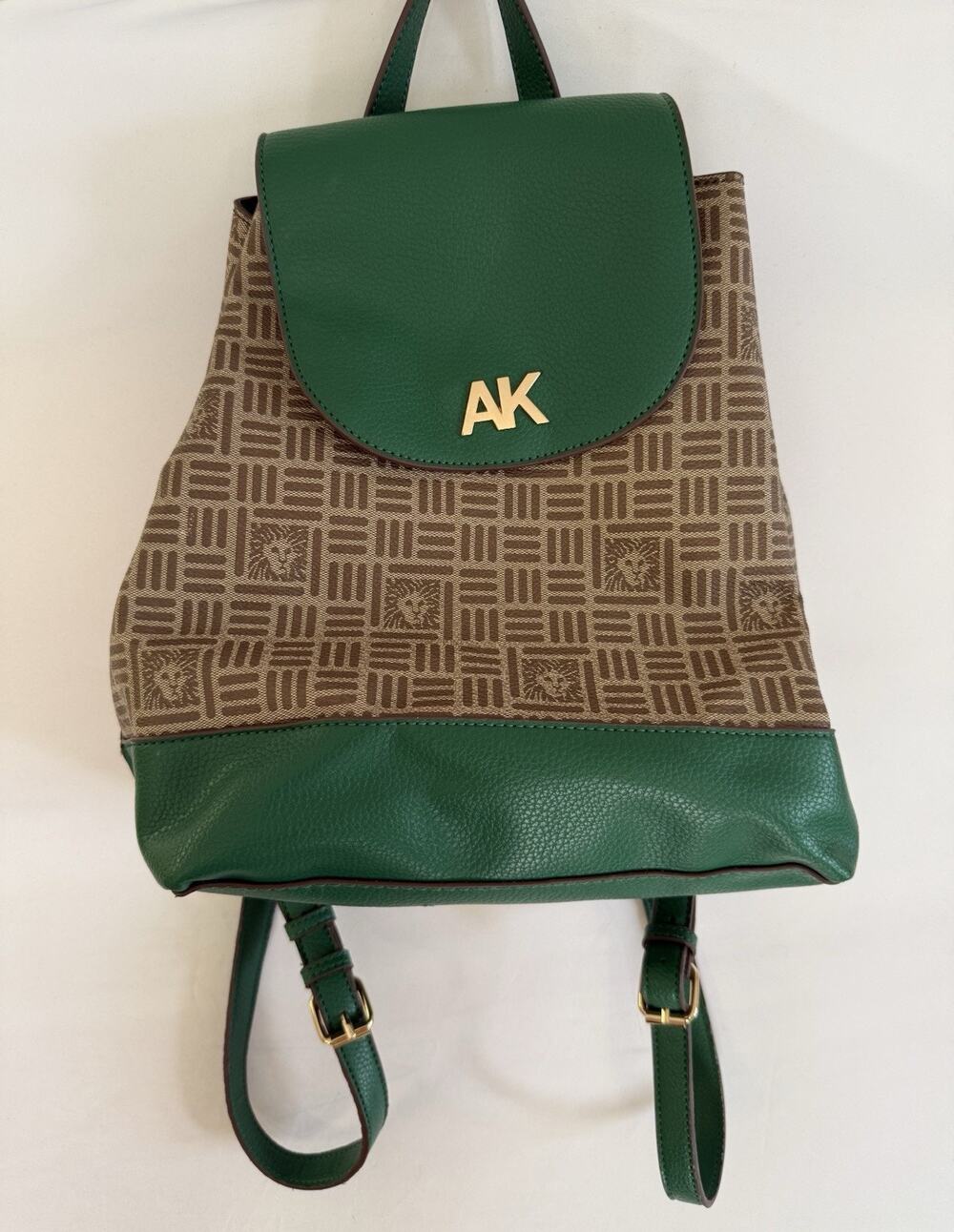 Anne Klein Backpack Green Monogram AK